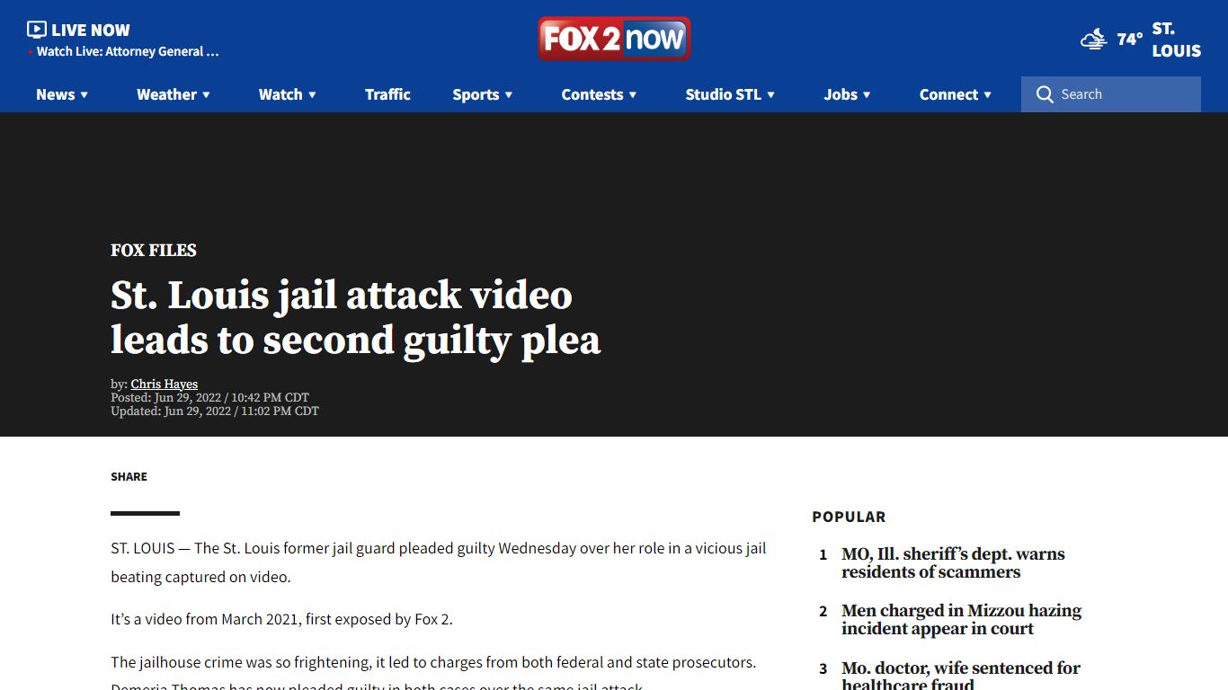 St. Louis jail attack video leads to second guilty plea | FOX 2